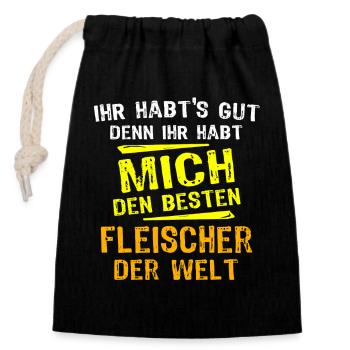 Butcher Gift - Closable cotton gift bag (14x20cm) - black - Front