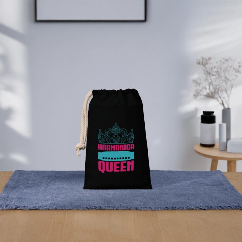 Funny Harmonica Player Queen Harmonica Closable cotton gift bag (14x20cm)