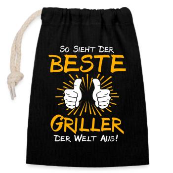 Griller Gift Idea - Closable cotton gift bag (14x20cm) - black - Front
