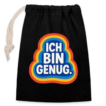 ich bin genug, selbstliebe retro design - Verschließbarer Geschenkbeutel aus Baumwolle (14x20cm) - Schwarz - Vorne