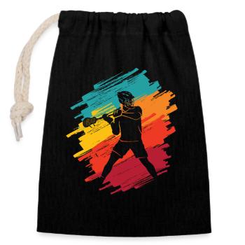Lacrosse Player Retro Kids Men's Lacrosse - Closable cotton gift bag (14x20cm) - black - Front