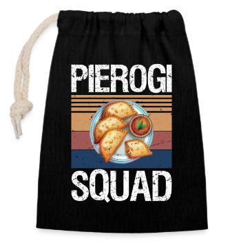 Pierogi Squad Poland Pierogi - Verschließbarer Geschenkbeutel aus Baumwolle (14x20cm) - Schwarz - Vorne