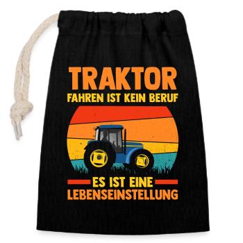 Tractor Farmer Farmer Tractor Driver Tractor - Closable cotton gift bag (14x20cm) - black - Front