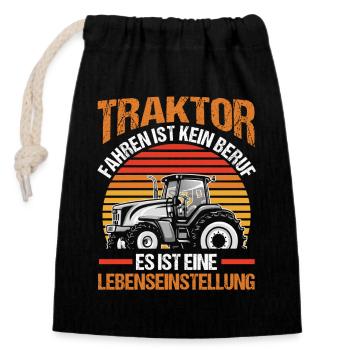 Tractor Farmer Farmer Tractor Driver Tractor - Closable cotton gift bag (14x20cm) - black - Front