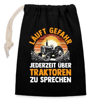 Tractor Farmer Farmer Tractor Driver Tractor - Closable cotton gift bag (14x20cm) - black - Front