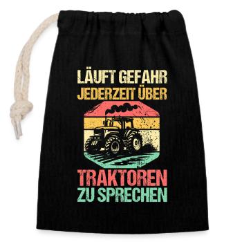 Tractor Farmer Farmer Tractor Driver Tractor - Closable cotton gift bag (14x20cm) - black - Front