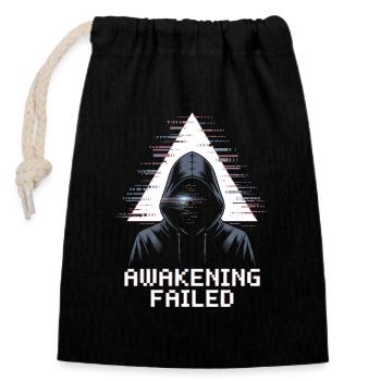 Awakening Failed Glitch im Hacker-Stil - Verschließbarer Geschenkbeutel aus Baumwolle (14x20cm) - Schwarz - Vorne