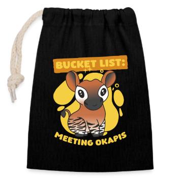 Okapi Tier Bucket List Rencontre avec les Okapis - Sac cadeau en coton avec cordon (14 x 20 cm) - noir - Devant