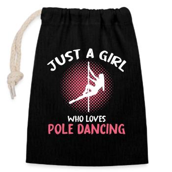 Typographie de la fille danseuse au pole - Sac cadeau en coton avec cordon (14 x 20 cm) - noir - Devant