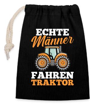Tractor Farmer Farmer Tractor Driver Tractor - Closable cotton gift bag (14x20cm) - black - Front
