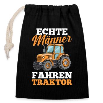 Tractor Farmer Farmer Tractor Driver Tractor - Closable cotton gift bag (14x20cm) - black - Front