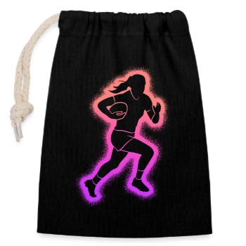 Joueuse de rugby Enfants Femmes Rugby filles - Sac cadeau en coton avec cordon (14 x 20 cm) - noir - Devant