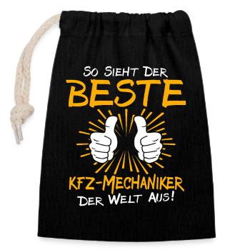 Car Mechanic Gift Idea - Closable cotton gift bag (14x20cm) - black - Front