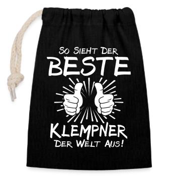 Bester Klempner - Verschließbarer Geschenkbeutel aus Baumwolle (14x20cm) - Schwarz - Vorne