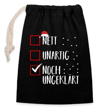 Santa Claus Christmas Time Naughty Christmas - Closable cotton gift bag (14x20cm) - black - Front