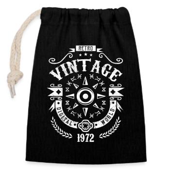 Vintage 1972 Jahrgang Original Geburtstag 1972 - Verschließbarer Geschenkbeutel aus Baumwolle (14x20cm) - Schwarz - Vorne