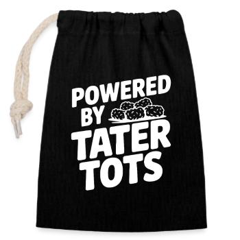 Angetrieben von Tater Tots - Verschließbarer Geschenkbeutel aus Baumwolle (14x20cm) - Schwarz - Vorne