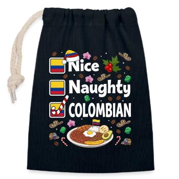 Nice naughty Colombian Weihnachten - Verschließbarer Geschenkbeutel aus Baumwolle (14x20cm) - Navy - Vorne