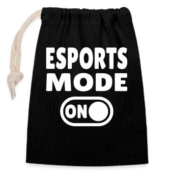 Esports Mode ON – Gaming - Closable cotton gift bag (14x20cm) - black - Front