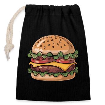 Fresh burger enjoyment - Closable cotton gift bag (14x20cm) - black - Front