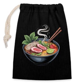 Ramen-Bowl mit Lamm und Limette - Verschließbarer Geschenkbeutel aus Baumwolle (14x20cm) - Schwarz - Vorne