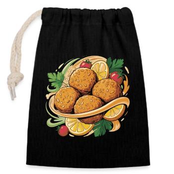 Knusprige Kroketten mit Zitrusnote - Verschließbarer Geschenkbeutel aus Baumwolle (14x20cm) - Schwarz - Vorne