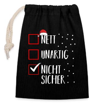 Santa Claus Christmas Time Naughty Christmas - Closable cotton gift bag (14x20cm) - black - Front