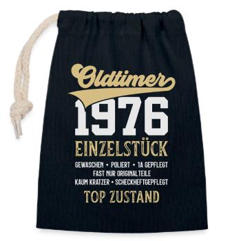 OLDTIMER 1976 EINZELSTÜCK 50. GEBURTSTAG - Verschließbarer Geschenkbeutel aus Baumwolle (14x20cm) - Navy - Vorne