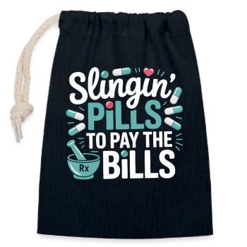 Slingin' Pills to Pay the Bills - Verschließbarer Geschenkbeutel aus Baumwolle (14x20cm) - Navy - Vorne