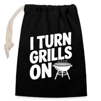 I Turn Grills On - Closable cotton gift bag (14x20cm) - black - Front
