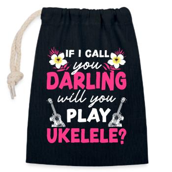 Ukulélé hawaïen Uke If I Call You - Sac cadeau en coton avec cordon (14 x 20 cm) - bleu marine - Devant
