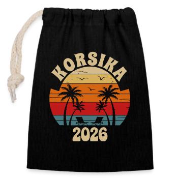 Korsika Retro Sonnenuntergang 2026 - Verschließbarer Geschenkbeutel aus Baumwolle (14x20cm) - Schwarz - Vorne