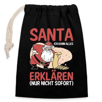Santa Claus Christmas Time Naughty Christmas - Closable cotton gift bag (14x20cm) - black - Front