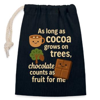 Le chocolat compte comme un fruit – drôle de dicton du cacao - Sac cadeau en coton avec cordon (14 x 20 cm) - bleu marine - Devant