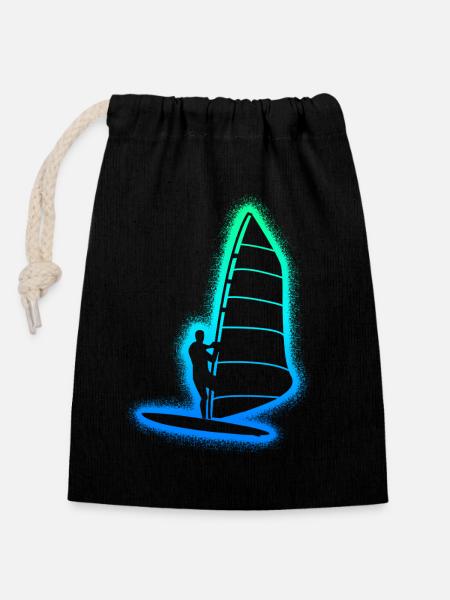 Windsurfen Windsurfer Kinder Herren Windsurf - Verschließbarer Geschenkbeutel aus Baumwolle (14x20cm) - Schwarz