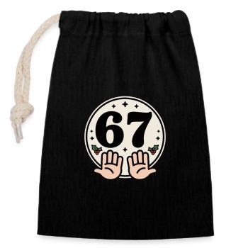 67 Years Christmas Birthday Celebration - Closable cotton gift bag (14x20cm) - black - Front