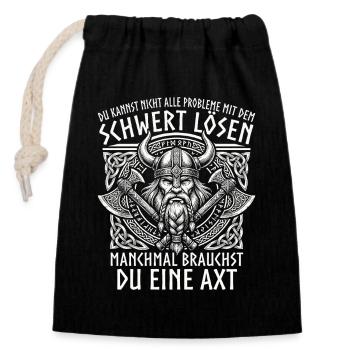 Comic Vikings: The Brave Warrior - Closable cotton gift bag (14x20cm) - black - Front