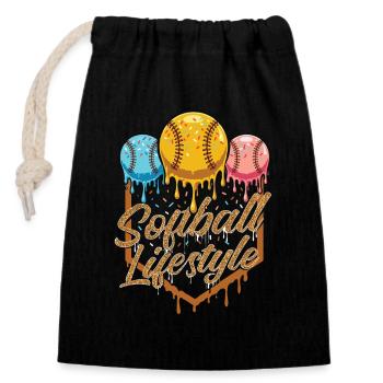 Softball Lifestyle Passion Pride Energy for Player - Closable cotton gift bag (14x20cm) - black - Front