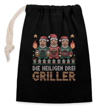 The Holy Three Grillers Fun - Closable cotton gift bag (14x20cm) - black - Front