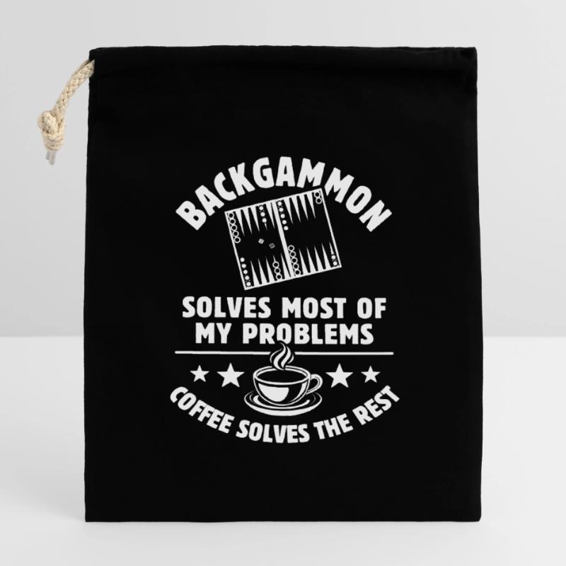 Backgammon solves most of my Problems - Kaffee Verschließbarer Geschenkbeutel aus Baumwolle (14x20cm)