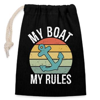 My Boat My Rules Funny Boating Captain Gift - Verschließbarer Geschenkbeutel aus Baumwolle (14x20cm) - Schwarz - Vorne
