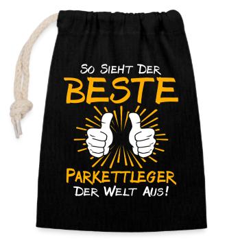 Parquet Layer Gift Idea - Closable cotton gift bag (14x20cm) - black - Front