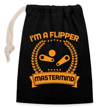 Je suis un maître du flipper Flipper Machine à flipper avec des jeux de machines à flipper - Sac cadeau en coton avec cordon (14 x 20 cm) - noir - Devant