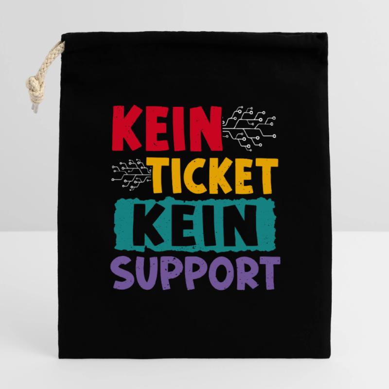 Nerd Computer NO TICKET NO PROBLEM FUNNY Closable cotton gift bag (14x20cm)