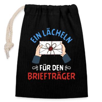 Postboten EIN LÄCHELN FÜR BRIEFTRÄGER LUSTIG - Verschließbarer Geschenkbeutel aus Baumwolle (14x20cm) - Schwarz - Vorne