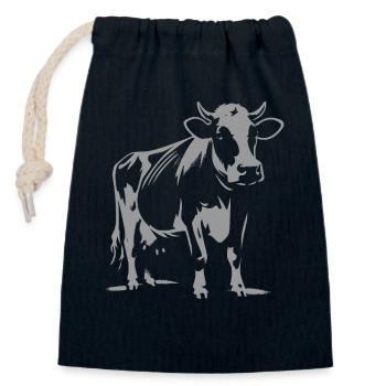 Kuh Motiv – Ländlicher Charme - Verschließbarer Geschenkbeutel aus Baumwolle (14x20cm) - Navy - Vorne