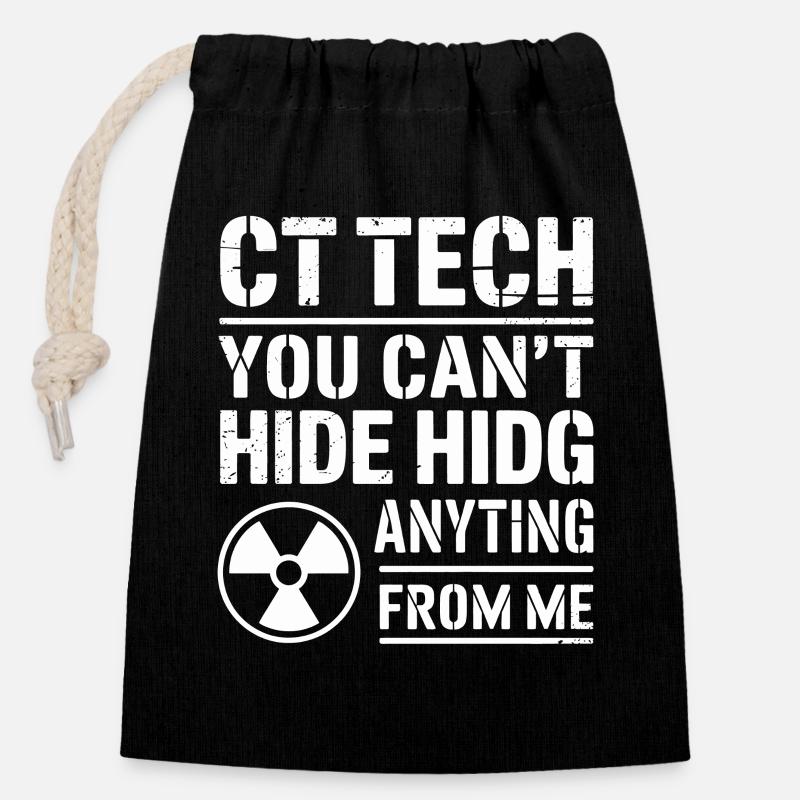 Technicien CT : Rien à cacher - Sac cadeau en coton avec cordon (14 x 20 cm) - noir