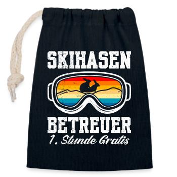 Skifahren SKIHASEN BETREUER 1. STUNDE GRATIS - Verschließbarer Geschenkbeutel aus Baumwolle (14x20cm) - Navy - Vorne