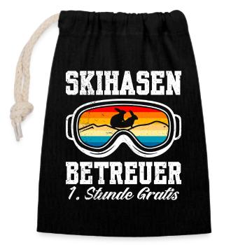 SUPERVISEUR SKI BUNNY 1ÈRE HEURE GRATUITE - Sac cadeau en coton avec cordon (14 x 20 cm) - noir - Devant