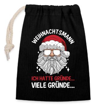 Santa Claus Christmas Time Naughty Christmas - Closable cotton gift bag (14x20cm) - black - Front